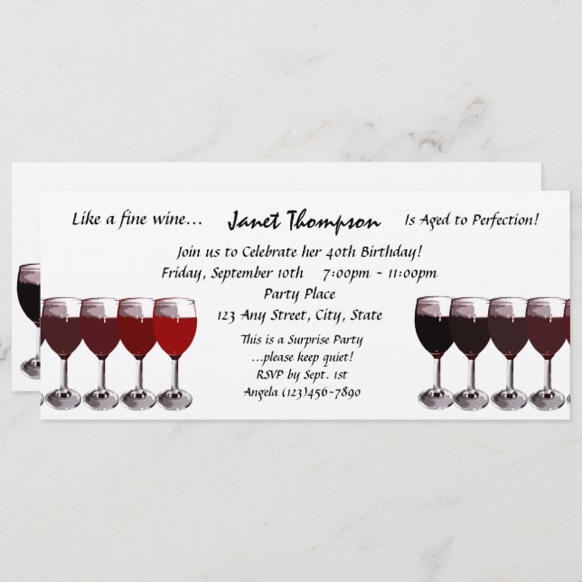 Invitación de edad a perfección/ cumpleaños (Anverso / Reverso)