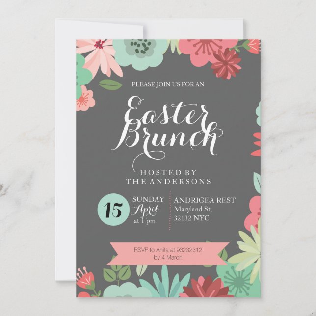 Invitación de Egghunt del brunch de Pascua de la (Anverso)