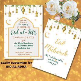 Invitación de Eid Party Elegantes Linternas de Oro