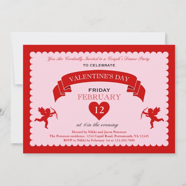 Invitación de El día de San Valentín cupido (Anverso)