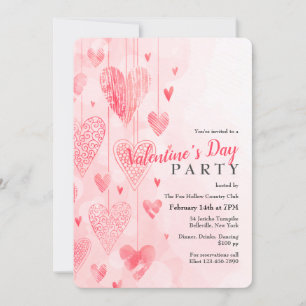 Invitación de El día de San Valentín de corazones 