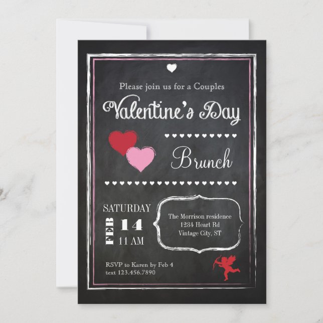 Invitación de El día de San Valentín de tablero de (Anverso)