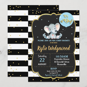 Invitación de elefante a Baby Shower es un niño