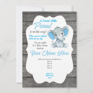Invitación de elefante gris azul editable