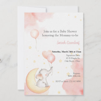 Invitación de Elefante Rosa