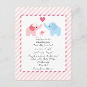 Invitación de elefantes a Baby Shower para Chicas