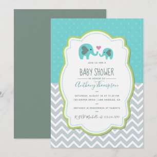 Invitación de elefantes para baby shower de niño