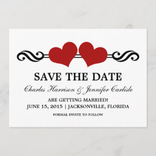 Invitación de Elegant Hearts Save the Date, Rojo