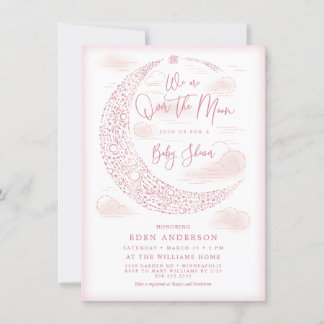 Invitación de Elegante Ducha de Bebé Niña Sobre la