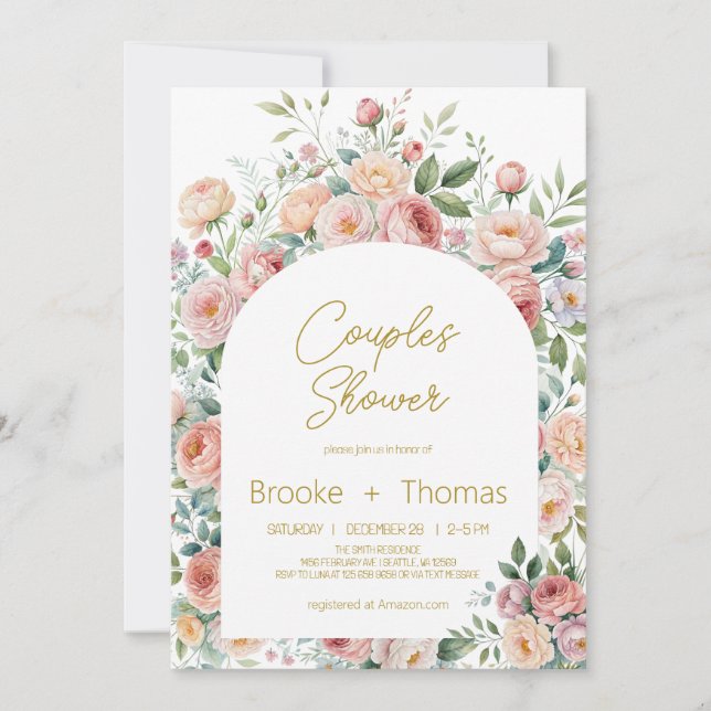 Invitación de Elegante Ducha de Boda para Parejas  (Anverso)