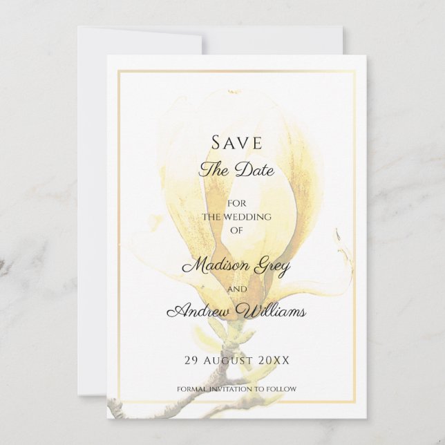 Invitación de Elegante Magnolia Amarilla para Guar (Anverso)