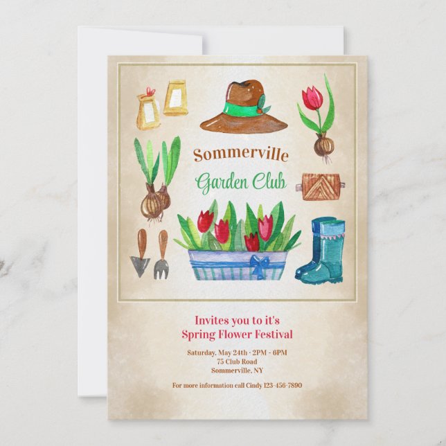 Invitación de Elementos de Jardinería (Anverso)