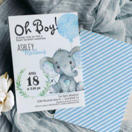 Invitación de Elephant Baby Shower Boy