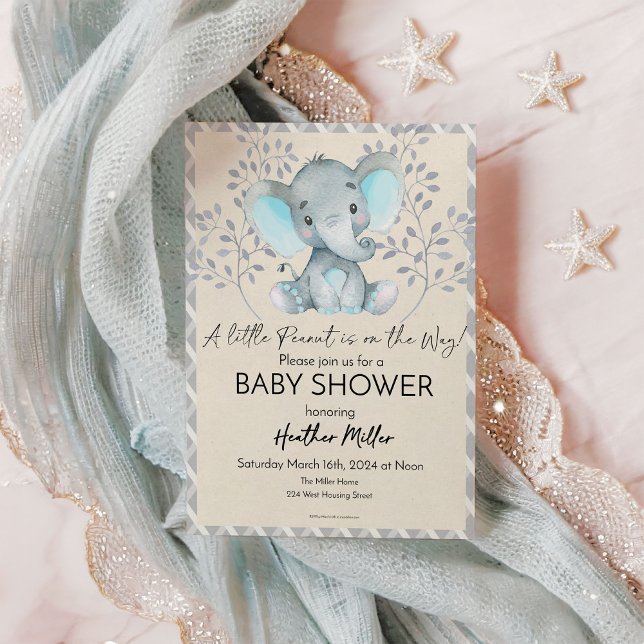 Invitación de Elephant Baby Shower Boy (Subido por el creador)