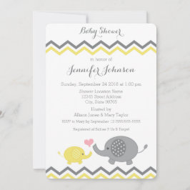 Invitación de Elephant Baby Shower | Chevron gris 