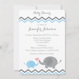 Invitación de Elephant Baby Shower | Chevron gris 