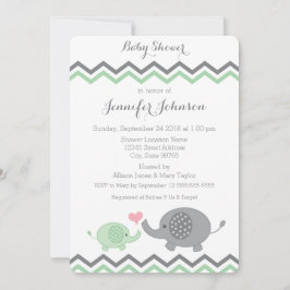 Invitación de Elephant Baby Shower | Chevron gris 