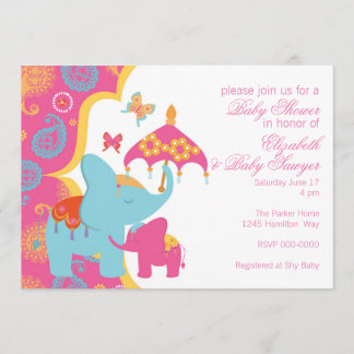 Invitación de Elephant Baby Shower en Marruecos