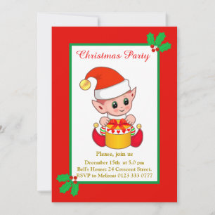 Invitación de Elfo de Navidad Adorable