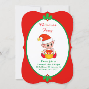 Invitación de Elfo de Navidad Lindo