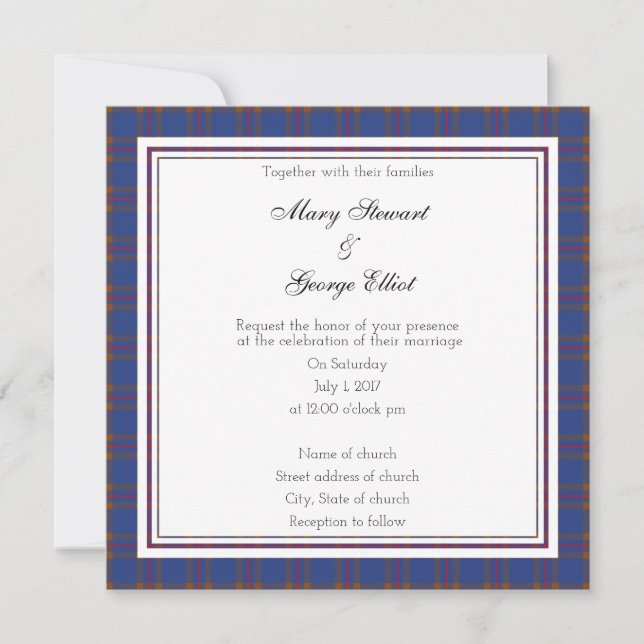 Invitación de Elliot Scottish Boda Square (Anverso)