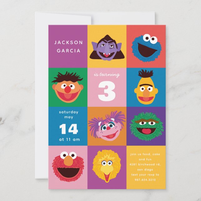 Invitación de Elmo y Amigos (Anverso)