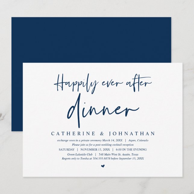 Invitación de Elopamiento de Boda, Cena de Felices (Anverso / Reverso)