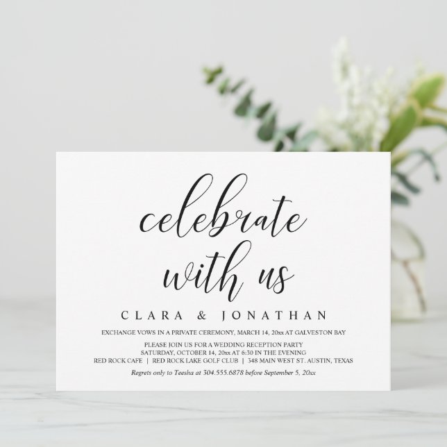Invitación de Elopamiento de Boda, Fiesta de Recep (Anverso de pie)