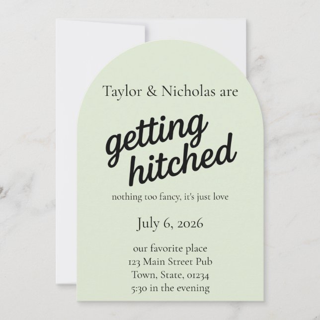 Invitación de Elopamiento de Boda "Getting Hitched (Anverso)