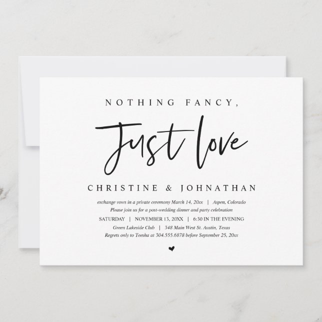 Invitación de Elopamiento de Boda, Nada Elegante,  (Anverso)