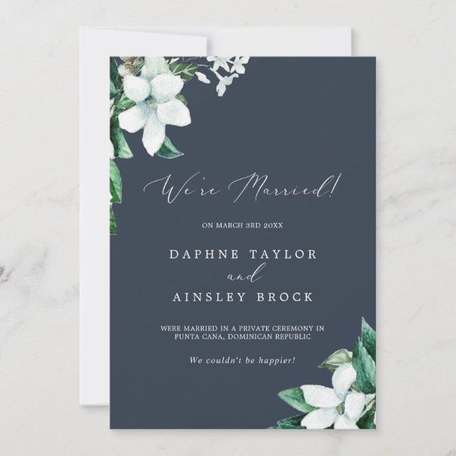 Invitación de Elopement Azul de la Marina de Guerr (Anverso)