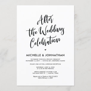 Invitación de Elopement, Boda de caligrafía perfec