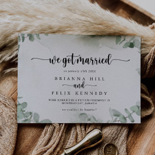 Invitación de Elopement Classic Green Eucalyptus