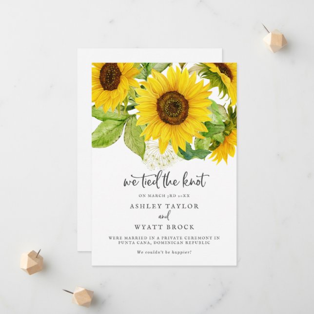 Invitación de Elopement Country Sunflower (Anverso/Reverso In Situ)