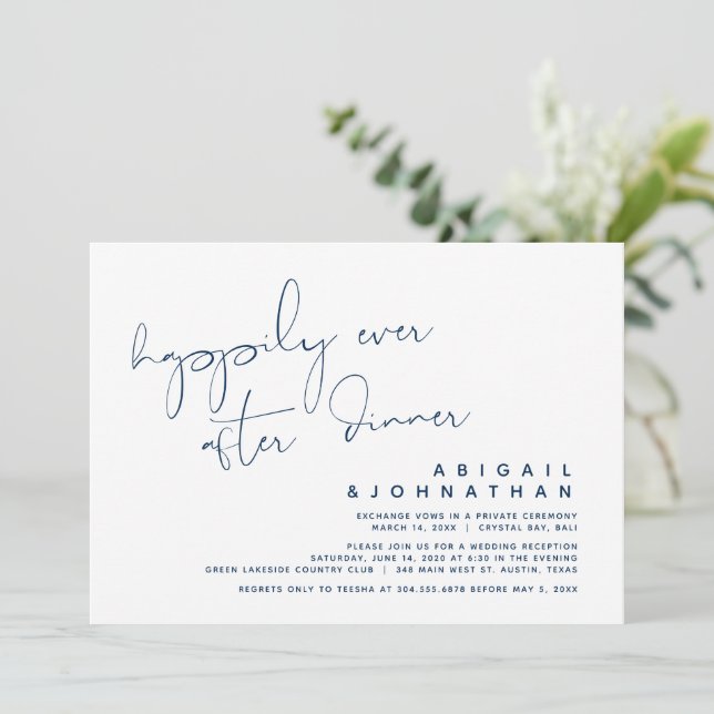 Invitación de Elopement de Boda, Cena Feliz para S (Anverso de pie)