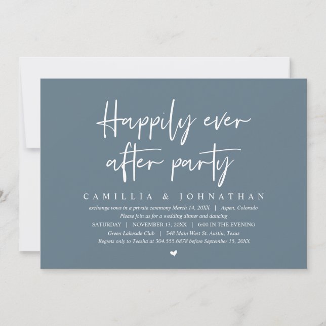 Invitación de Elopement de Boda, Fiesta Felices pa (Anverso)
