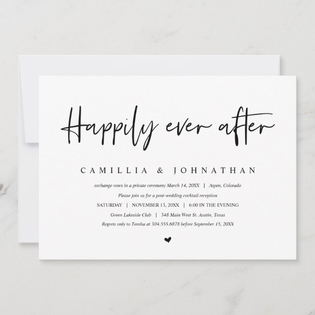 Invitación de Elopement de Boda, Fiesta Feliz para (Anverso)