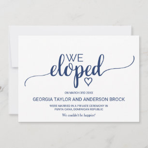 Invitación de Elopement de Caligrafía Simple de Na