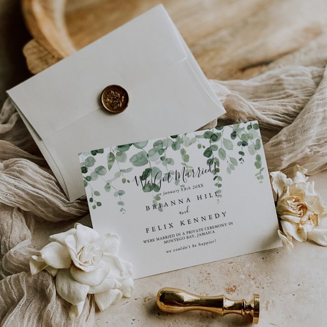 Invitación de Elopement de Eucalipto Verde minimal (Subido por el creador)