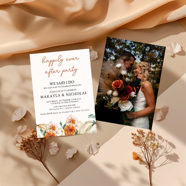 Invitación de Elopement de Fall Floral Fall Modern (Subido por el creador)
