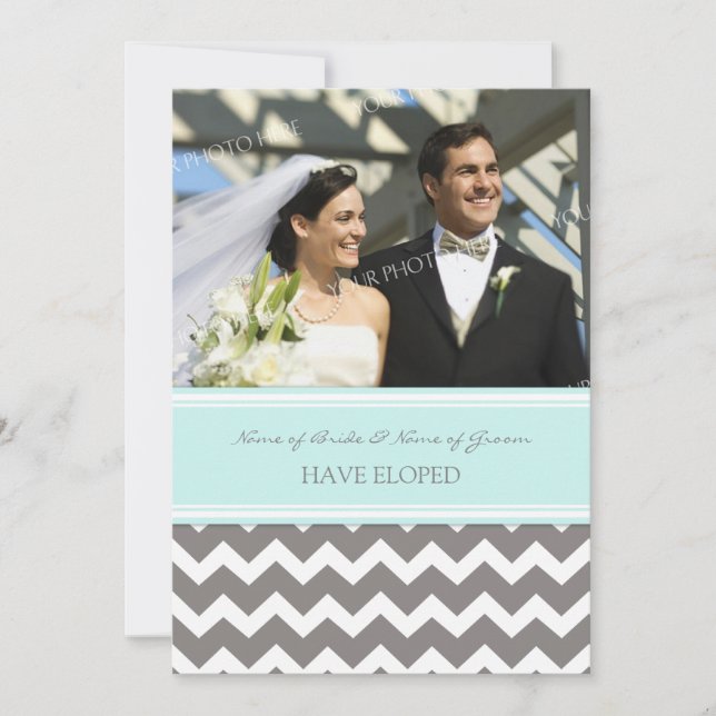 Invitación de Elopement de Foto de Chevron Gris Az (Anverso)