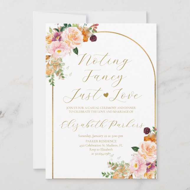 Invitación de Elopement de Otoño Sin Adornos Solo  (Anverso)
