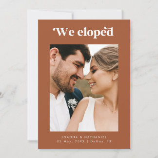 Invitación de Elopement de Terracota con guión ret