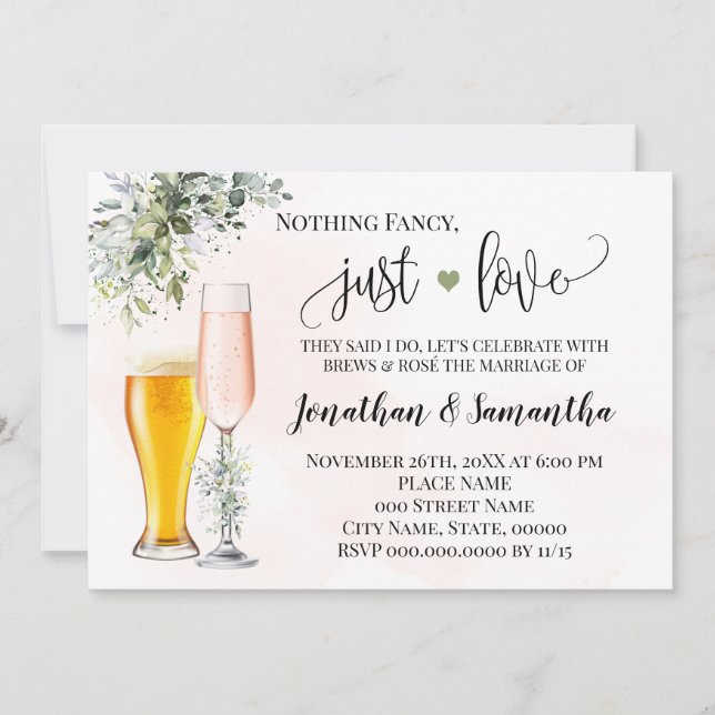 Invitación de Elopement de Verdor Sin Adornos Solo (Anverso)