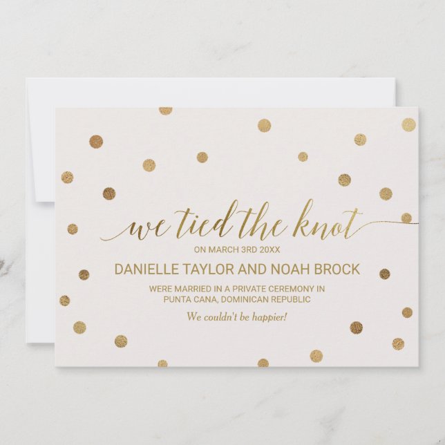 Invitación de Elopement Dots Gold Polka (Anverso)