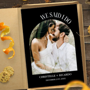 Invitación de Elopement Elegante Arch Black & Whit