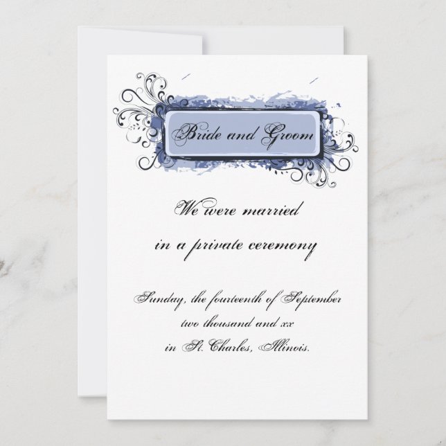 Invitación de Elopement Floral de Blue Abstract (Anverso)