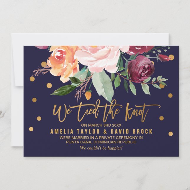 Invitación de Elopement Floral de Otoño (Anverso)