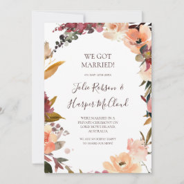 Invitación de Elopement Floral Naranja de Borgoña