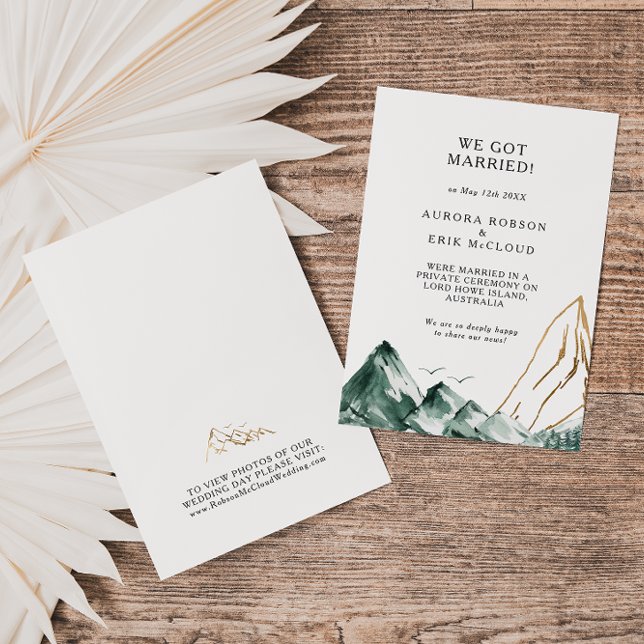 Invitación de Elopement Green and Gold Mountain (Subido por el creador)